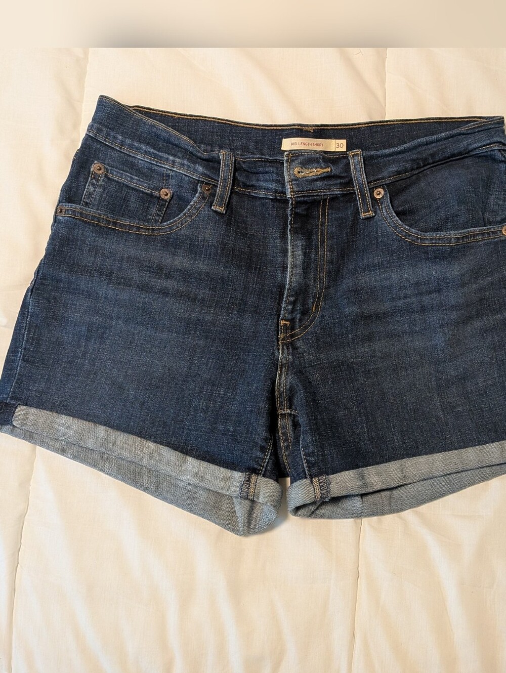 Levi's Dark Blue Rolled Cuff Denim Shorts